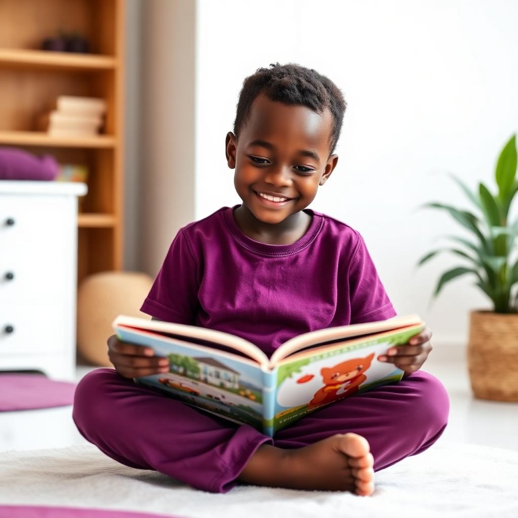 Two children reading a large illustrated storybook surrounded by stacks of colourful books
